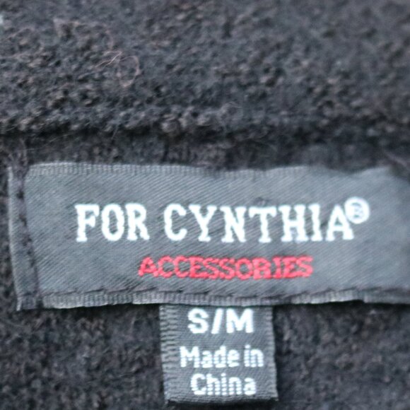 For Cynthis Black Boiled Wool Blend Wide Collar Zipper Bottom Long Open Vest S/M - Picture 6 of 7
